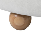 Tray Pouf Storage Ottoman - Natural Wood, White Fabric