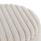 Tray Plush Storage Ottoman Set - Cream Faux Fur, Natural Wood