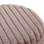 Tray Plush Storage Ottoman Set - Light Brown Faux Fur, Natural Wood