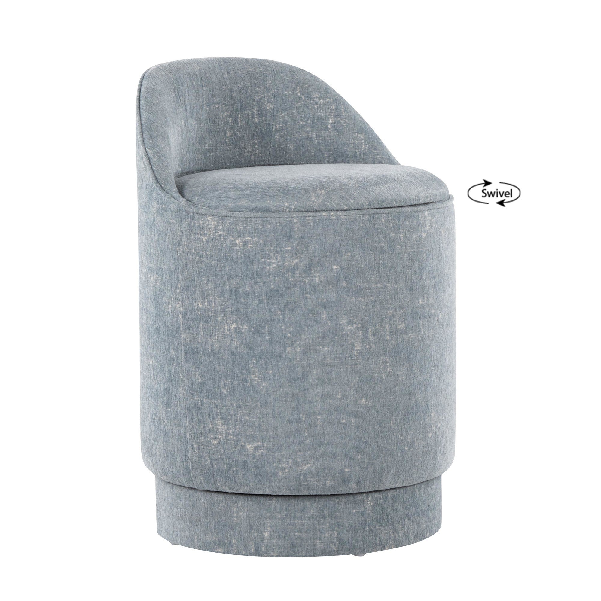 Marla 18" Upholstered Vanity Stool - Light Blue Fabric
