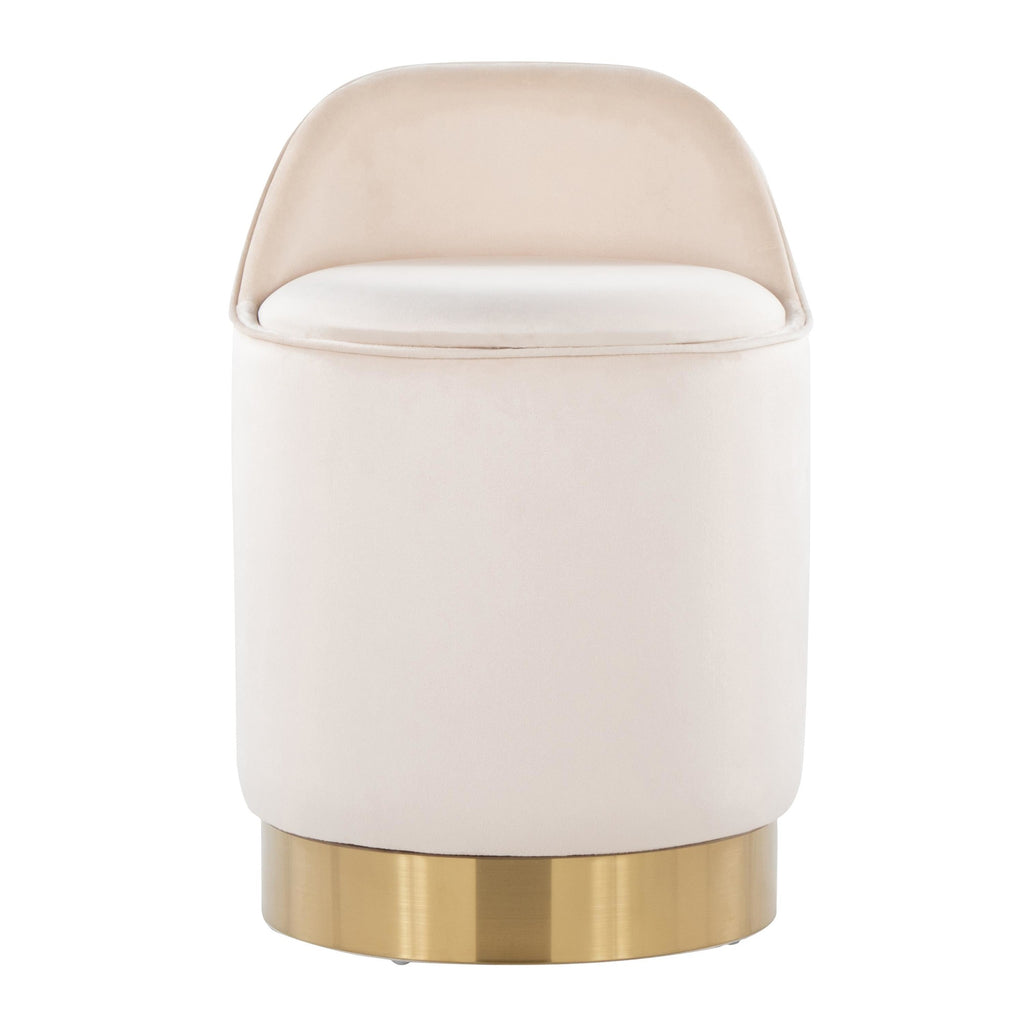 Marla 18" Vanity Stool - Gold Metal, Cream Velvet