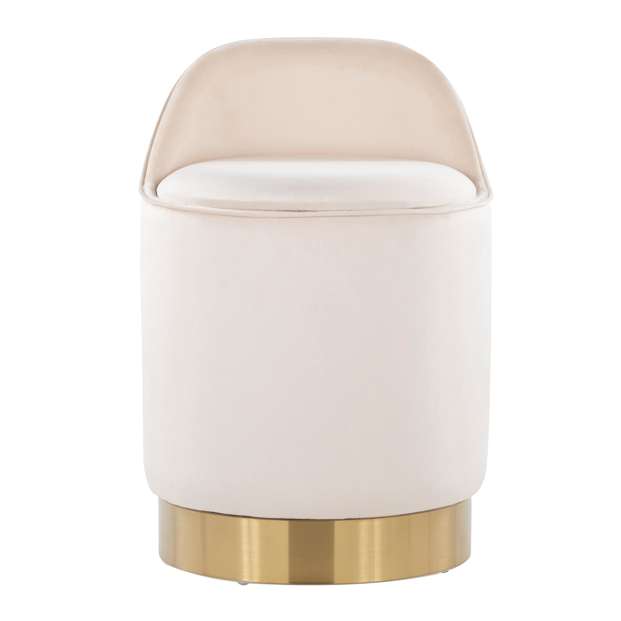 Marla 18" Vanity Stool - Gold Metal, Cream Velvet