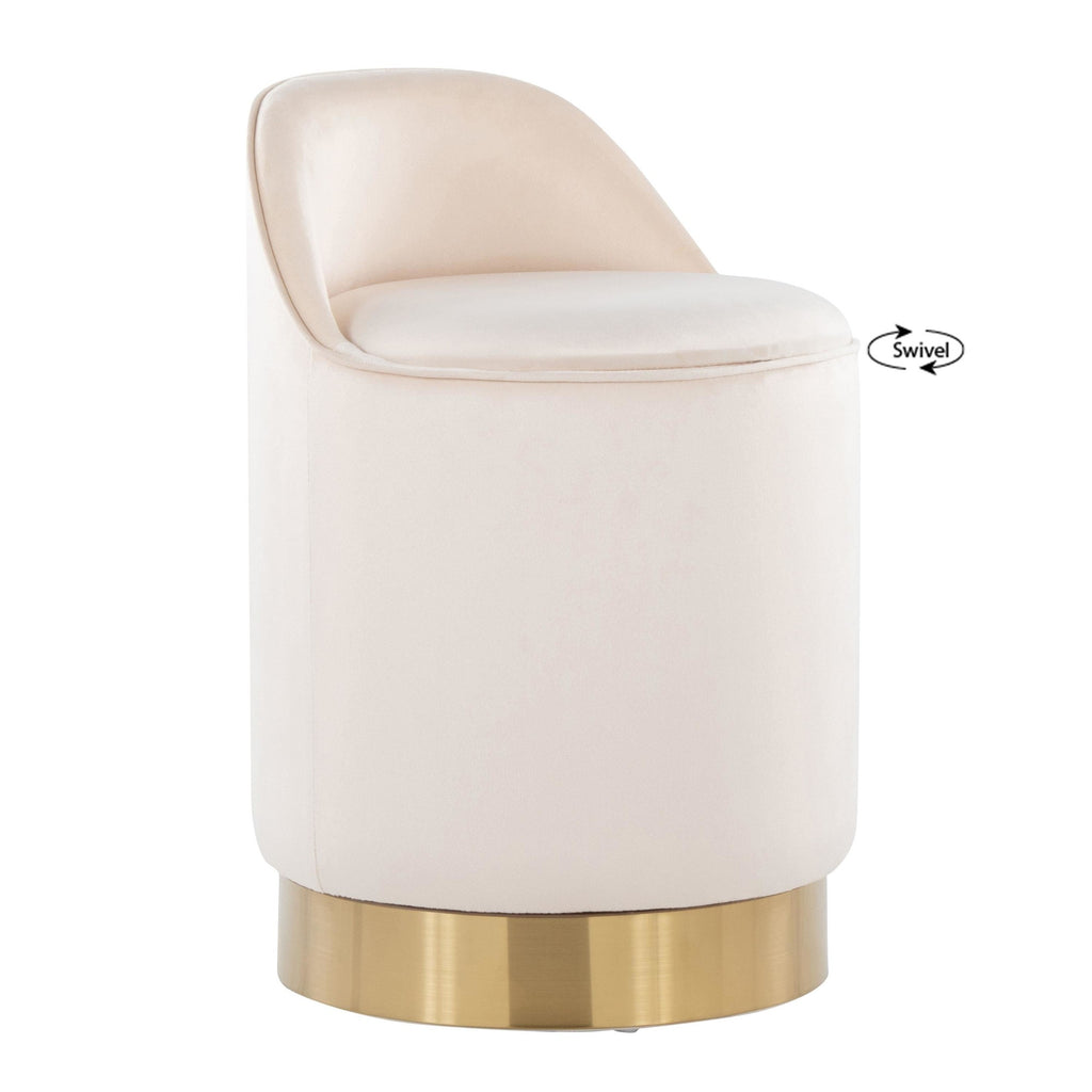 Marla 18" Vanity Stool - Gold Metal, Cream Velvet