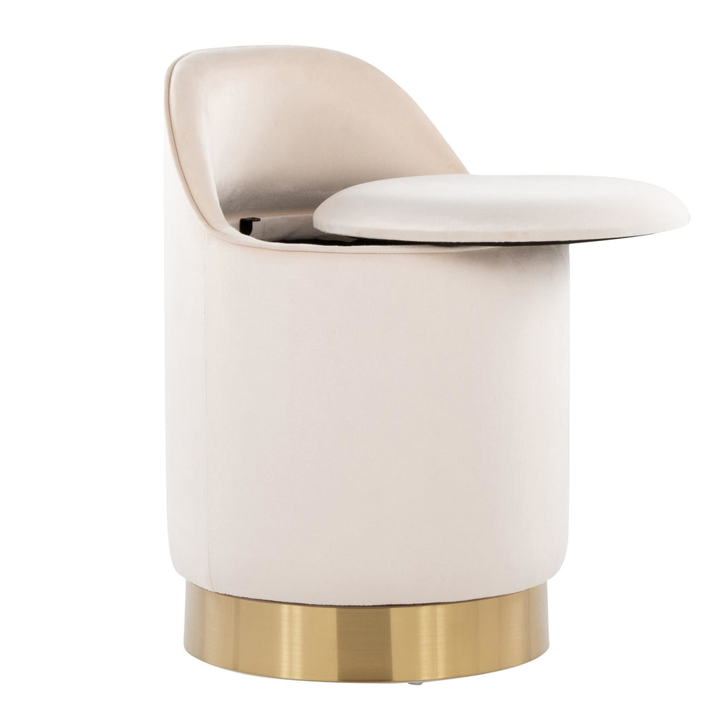 Marla 18" Vanity Stool - Gold Metal, Cream Velvet