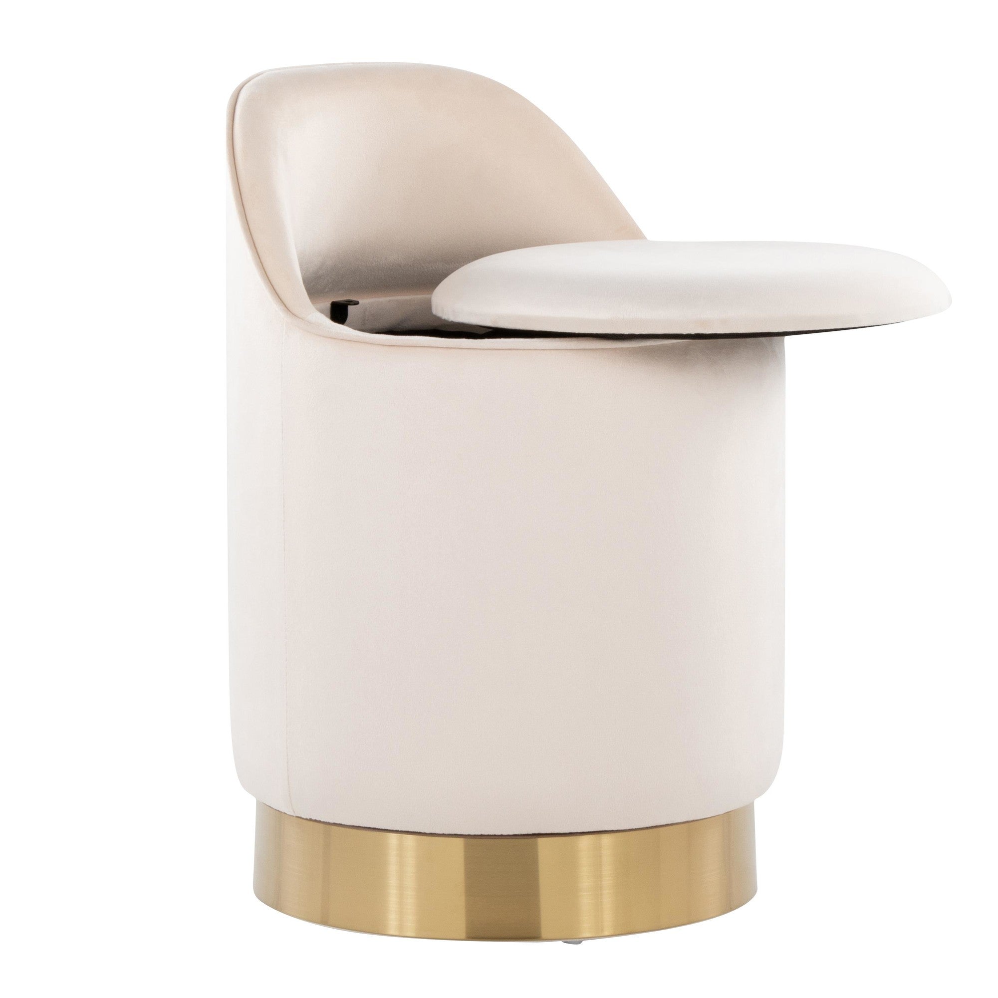 Marla 18" Vanity Stool - Gold Metal, Cream Velvet