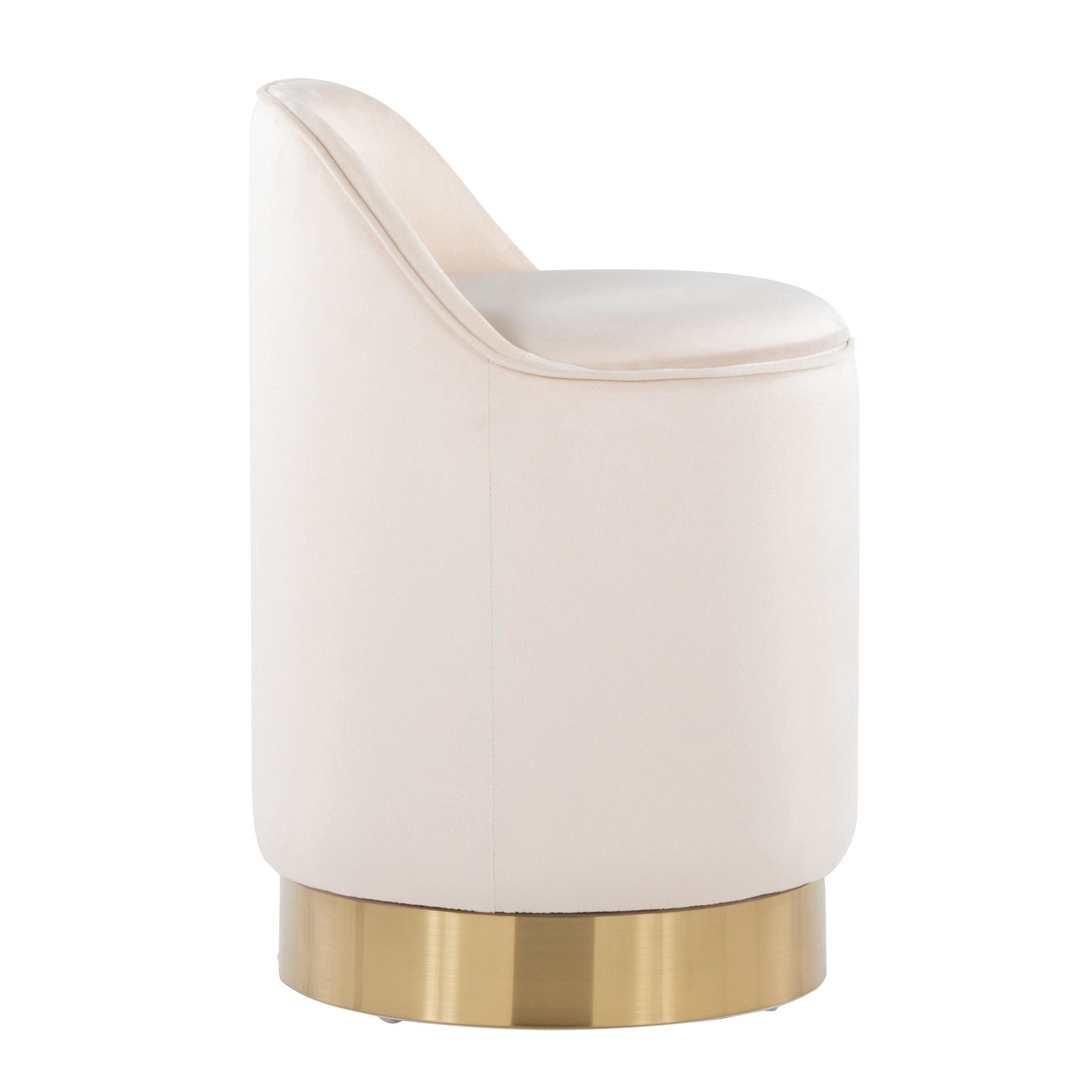 Marla 18" Vanity Stool - Gold Metal, Cream Velvet