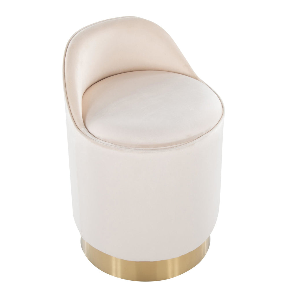 Marla 18" Vanity Stool - Gold Metal, Cream Velvet