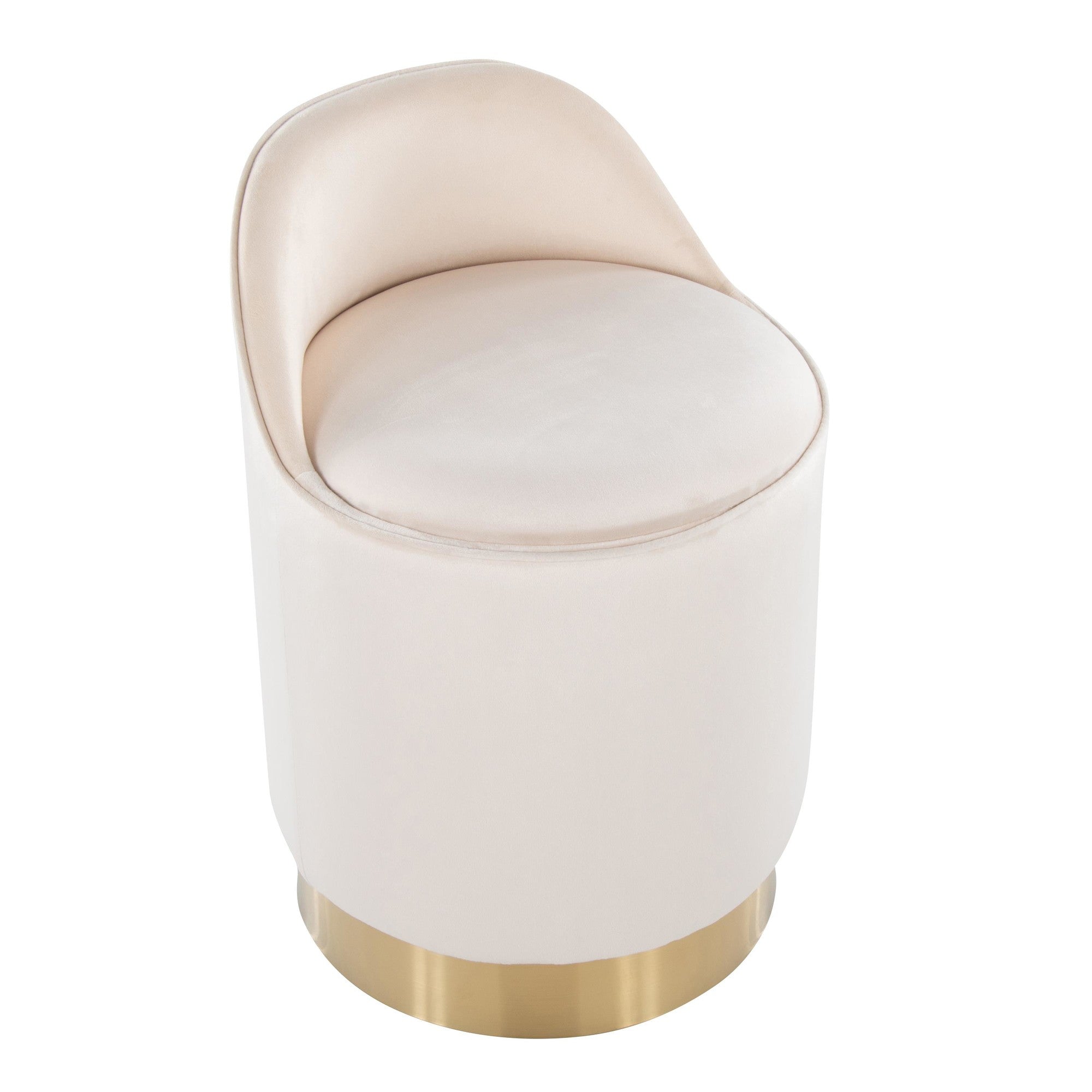 Marla 18" Vanity Stool - Gold Metal, Cream Velvet
