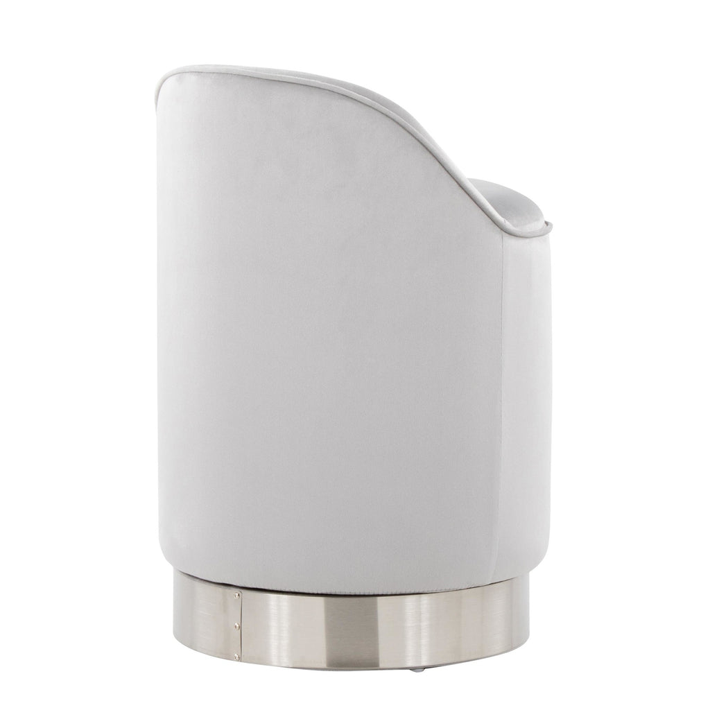 Marla 18" Vanity Stool - Chrome Metal, Silver Velvet