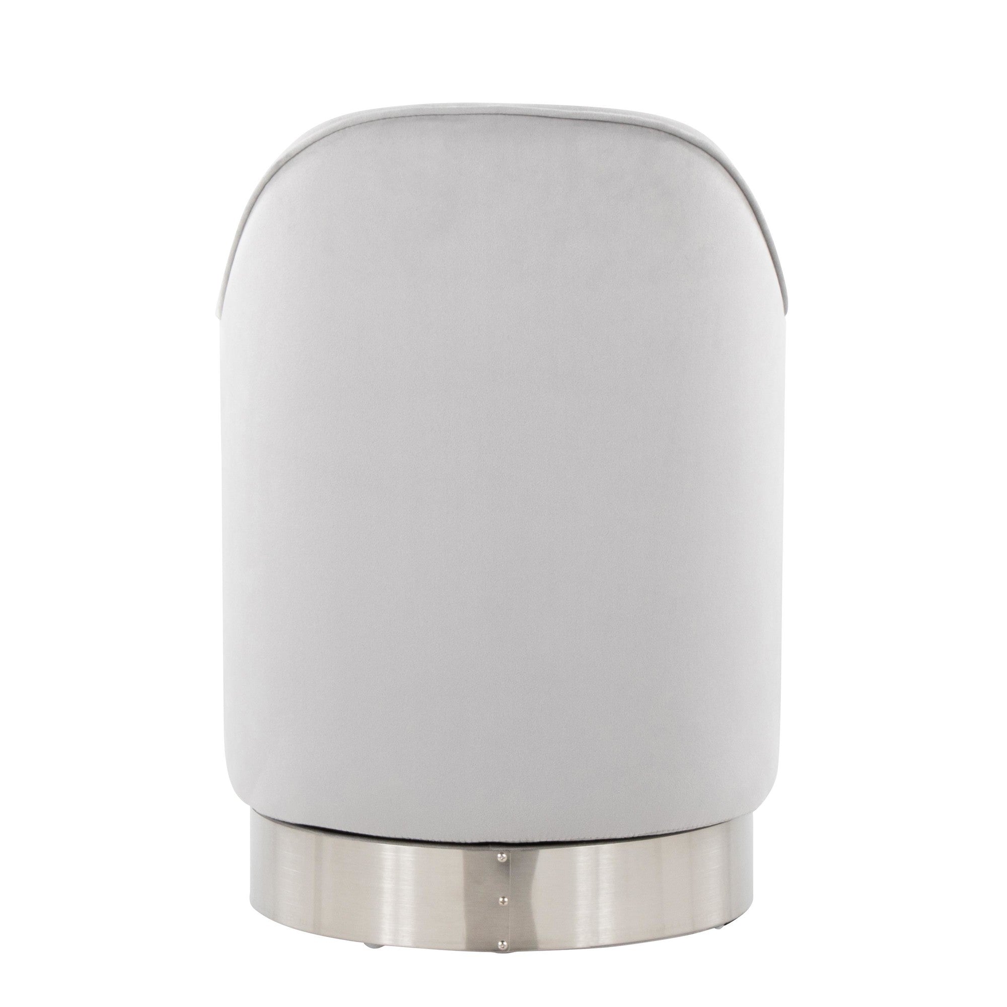 Marla 18" Vanity Stool - Chrome Metal, Silver Velvet