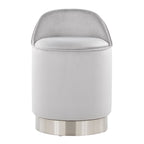 Marla 18" Vanity Stool - Chrome Metal, Silver Velvet