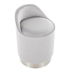 Marla 18" Vanity Stool - Chrome Metal, Silver Velvet