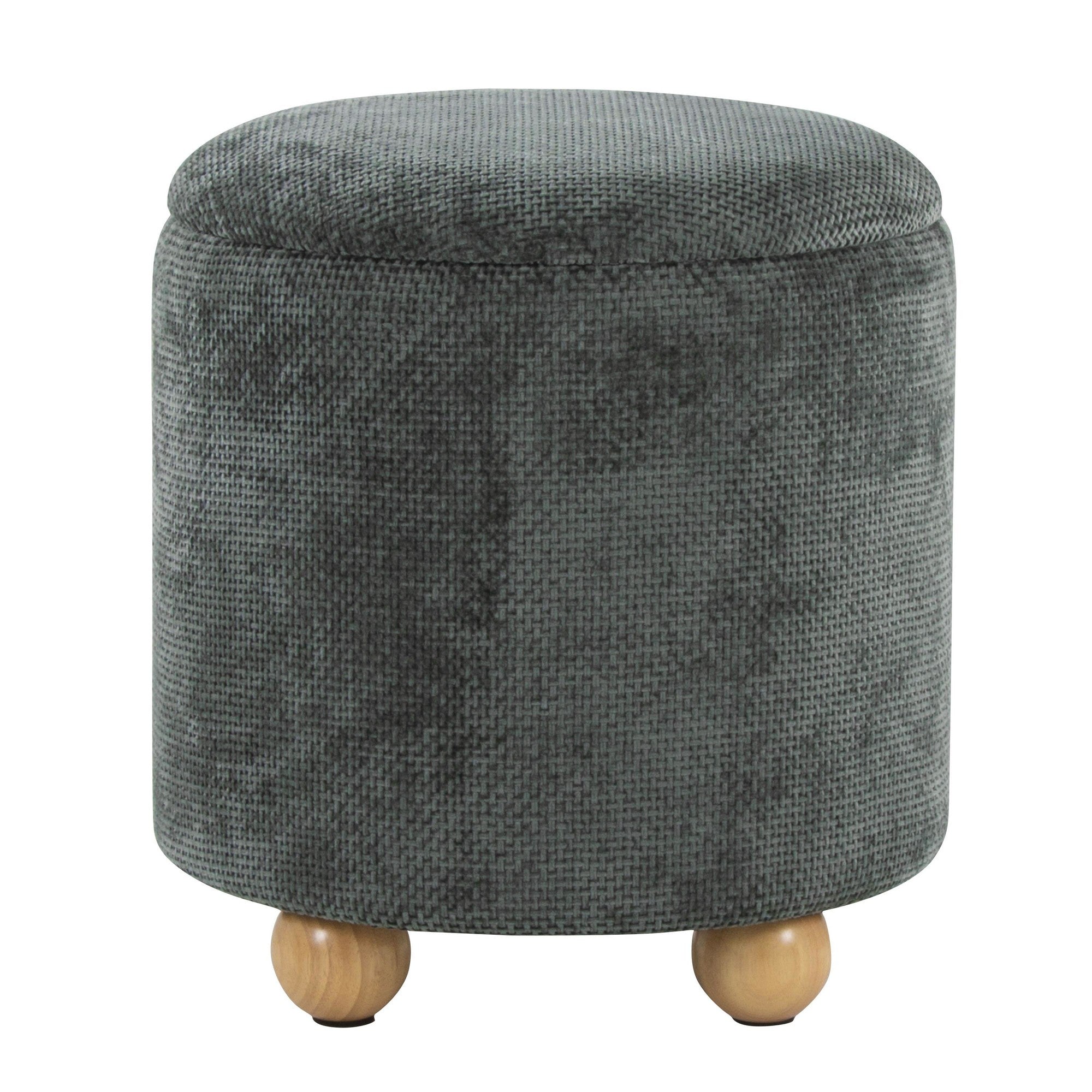 Bacci Ottoman - Set of 2 - Natural Wood, Green Fabric