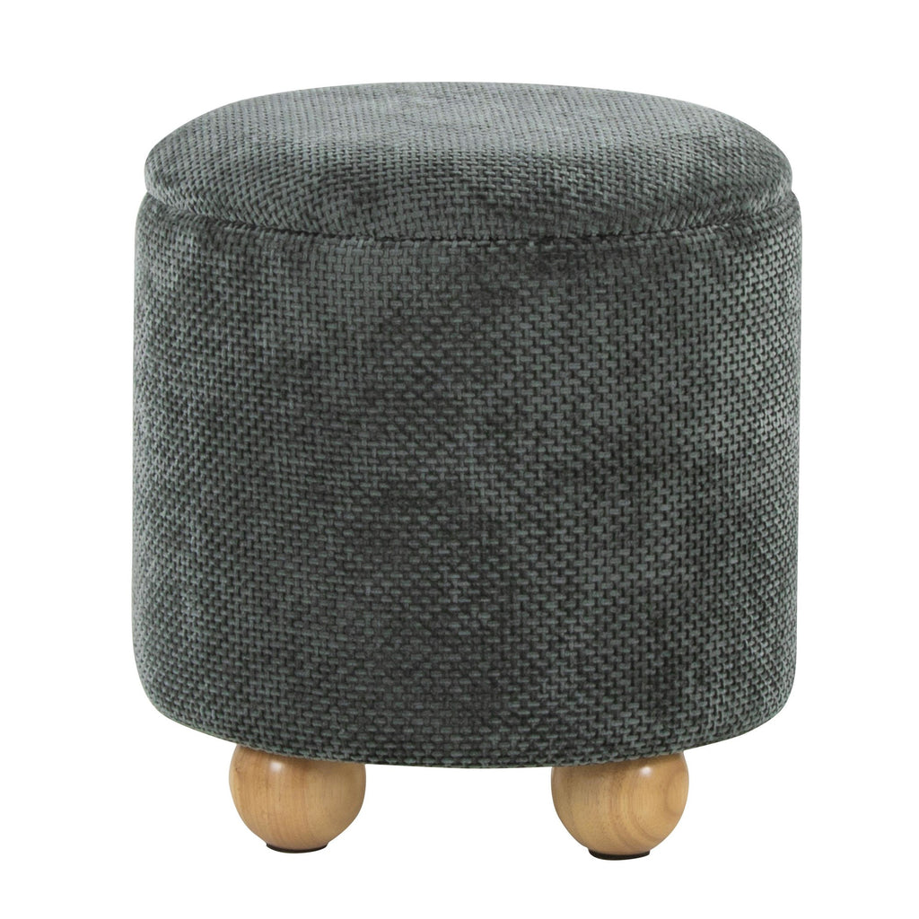Bacci Ottoman - Set of 2 - Natural Wood, Green Fabric
