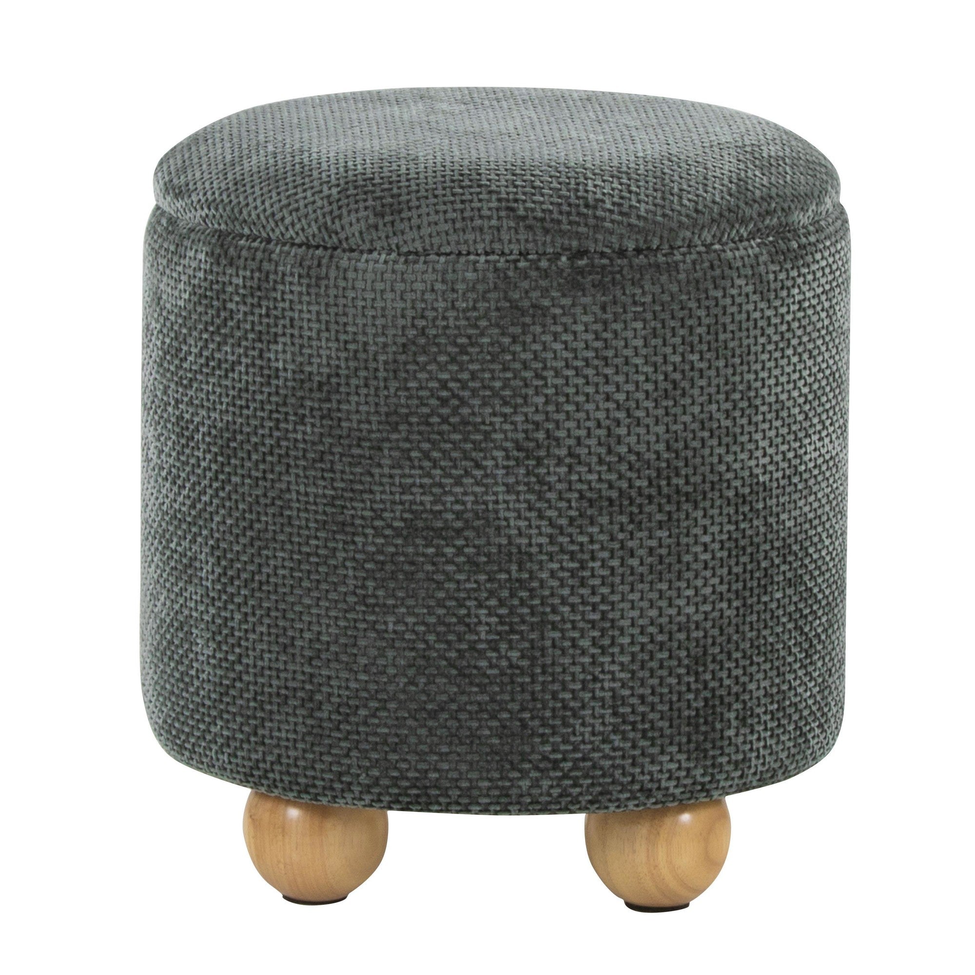 Bacci Ottoman - Set of 2 - Natural Wood, Green Fabric