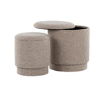 Marla Upholstered Ottoman 2-Piece Set - Light Brown Fabric