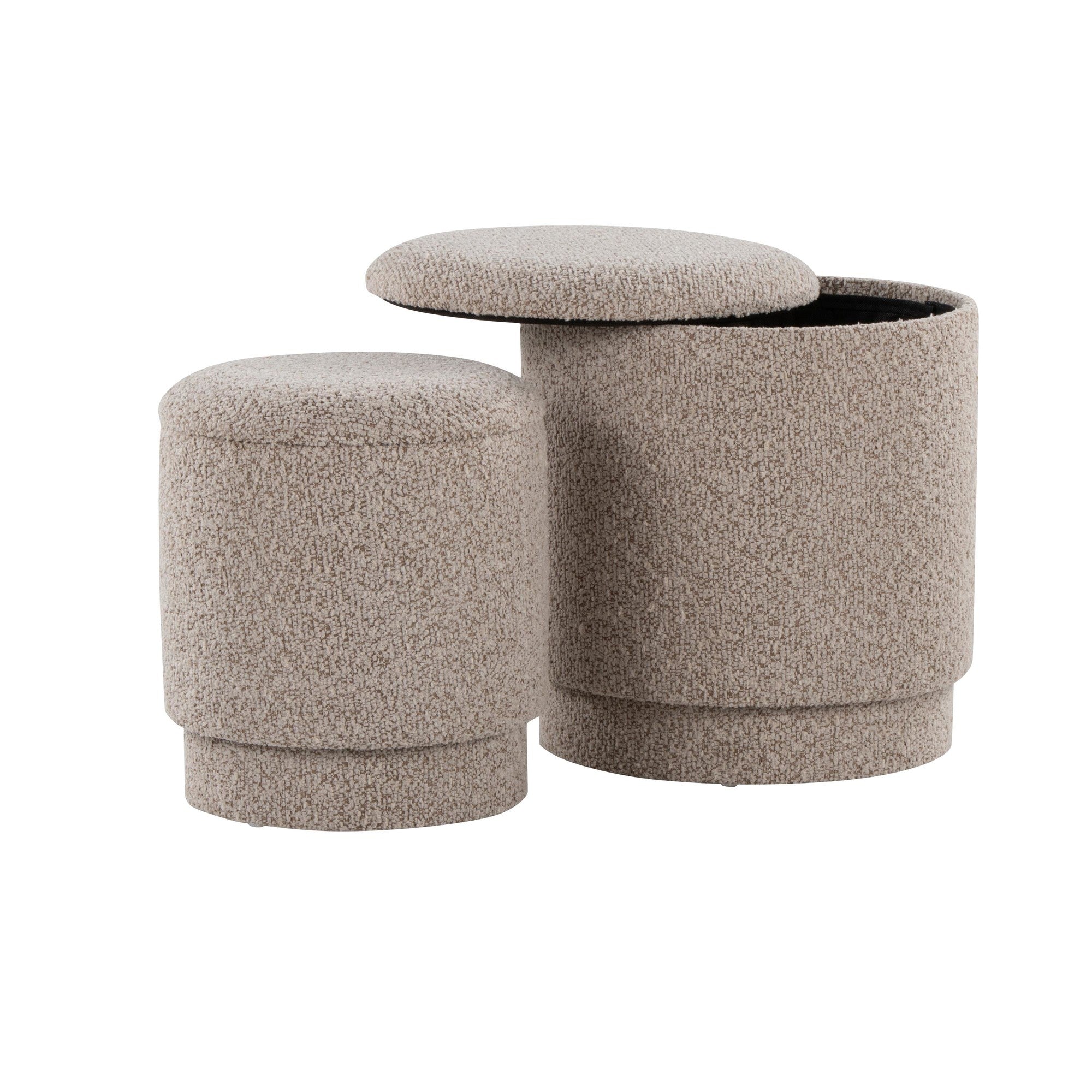 Marla Upholstered Ottoman 2-Piece Set - Light Brown Fabric