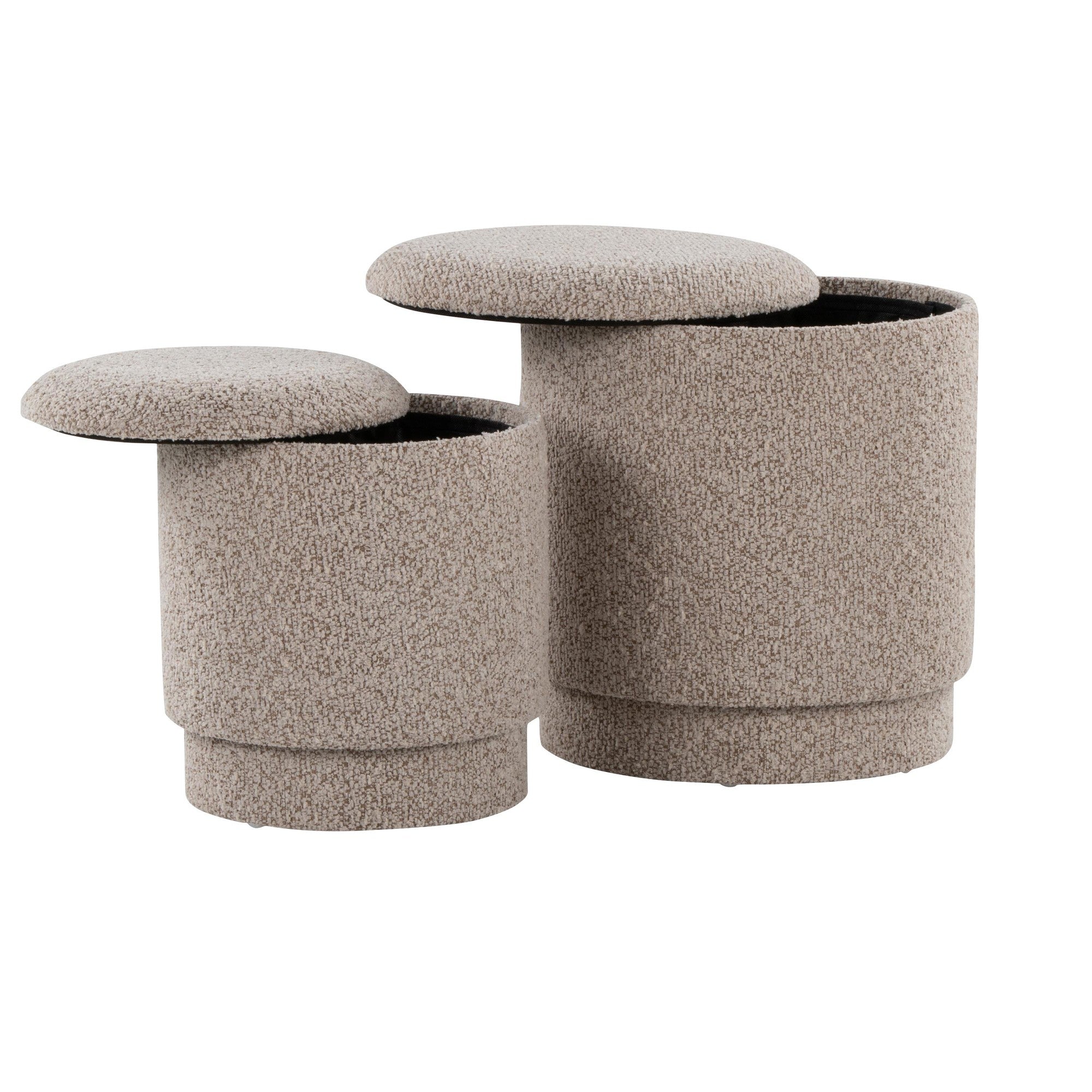 Marla Upholstered Ottoman 2-Piece Set - Light Brown Fabric