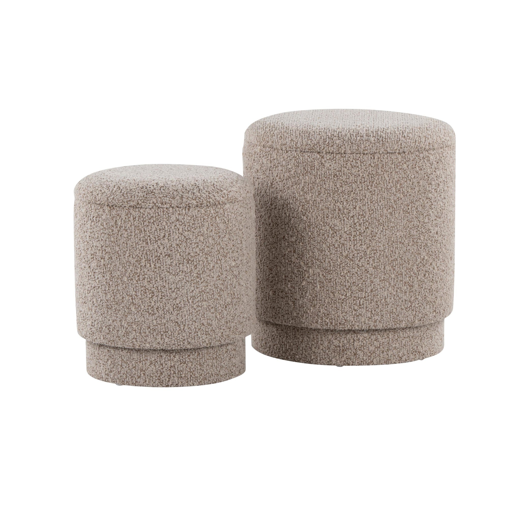 Marla Upholstered Ottoman 2-Piece Set - Light Brown Fabric