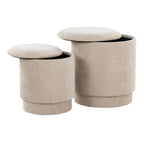 Marla Upholstered Ottoman 2-Piece Set - Beige Fabric