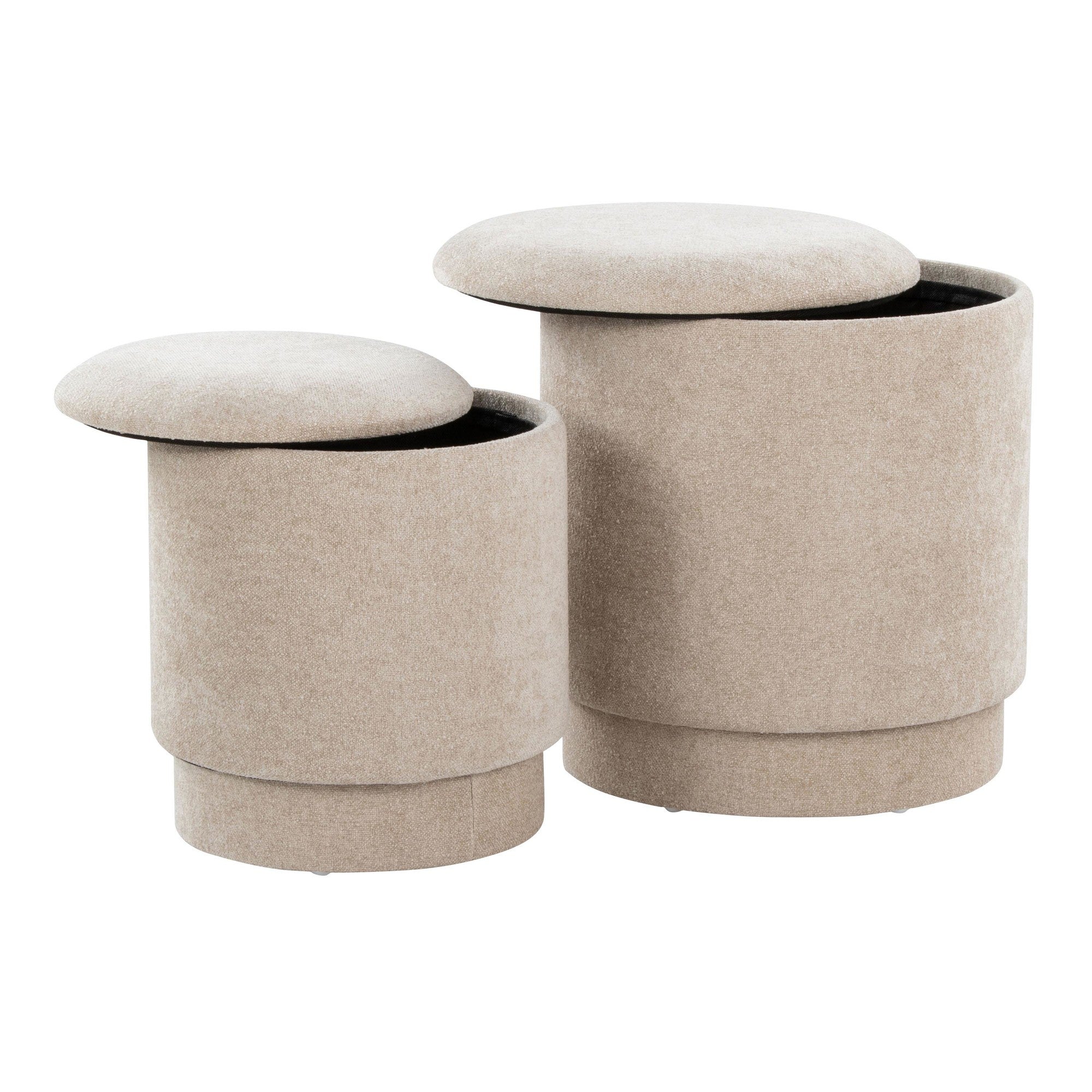 Marla Upholstered Ottoman 2-Piece Set - Beige Fabric