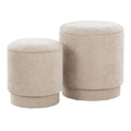 Marla Upholstered Ottoman 2-Piece Set - Beige Fabric