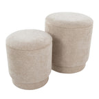 Marla Upholstered Ottoman 2-Piece Set - Beige Fabric