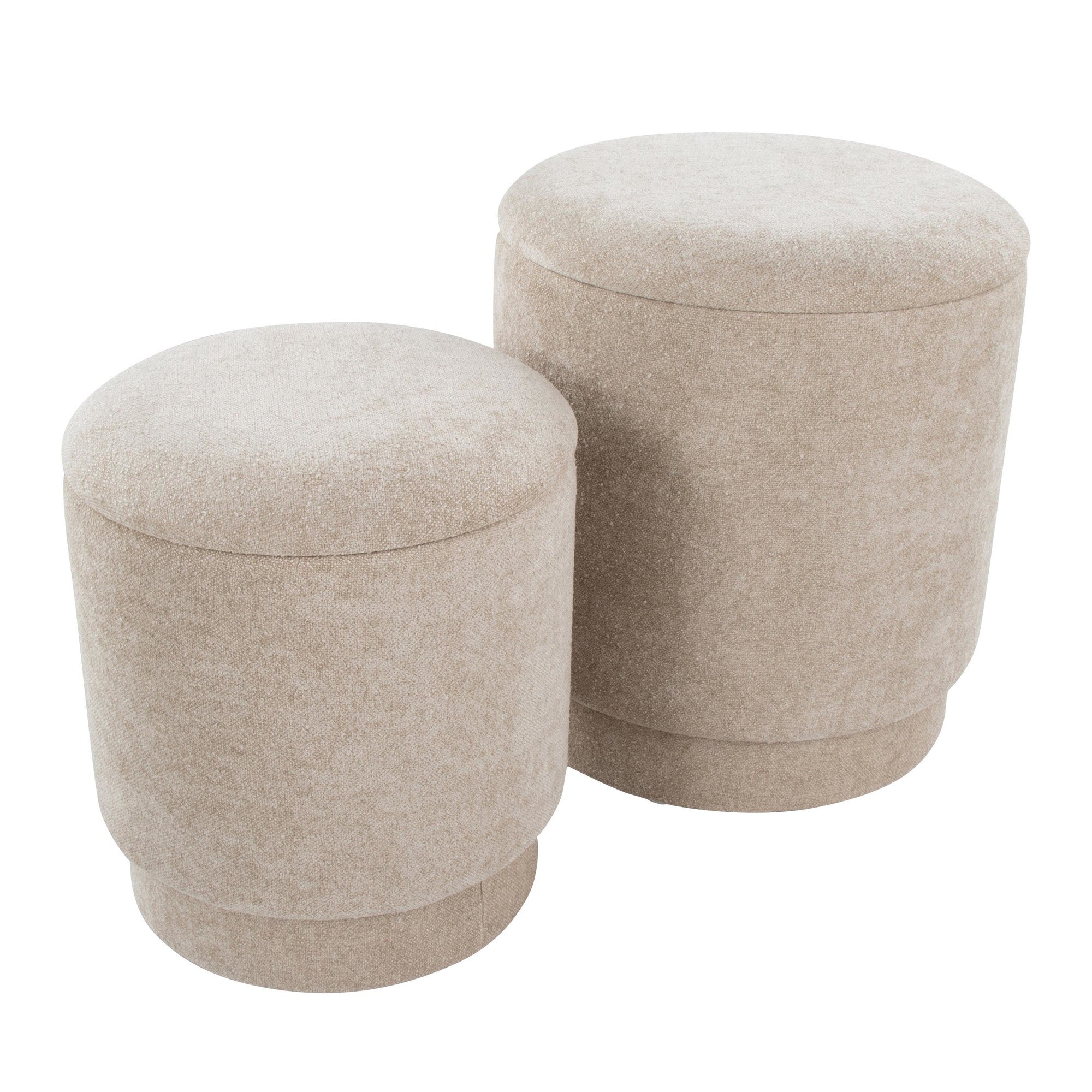 Marla Upholstered Ottoman 2-Piece Set - Beige Fabric