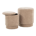 Marla Upholstered Ottoman 2-Piece Set - Brown Fabric