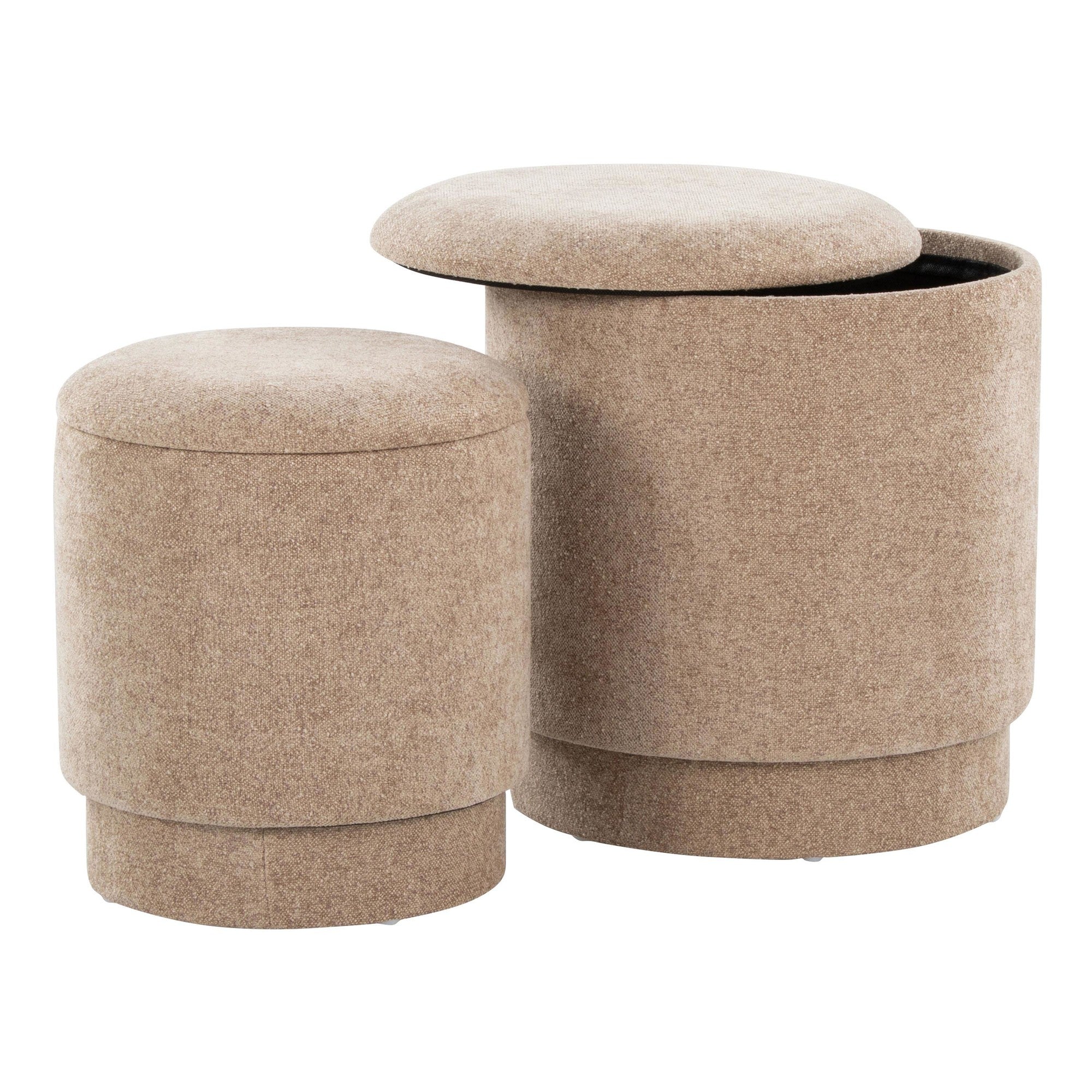 Marla Upholstered Ottoman 2-Piece Set - Brown Fabric