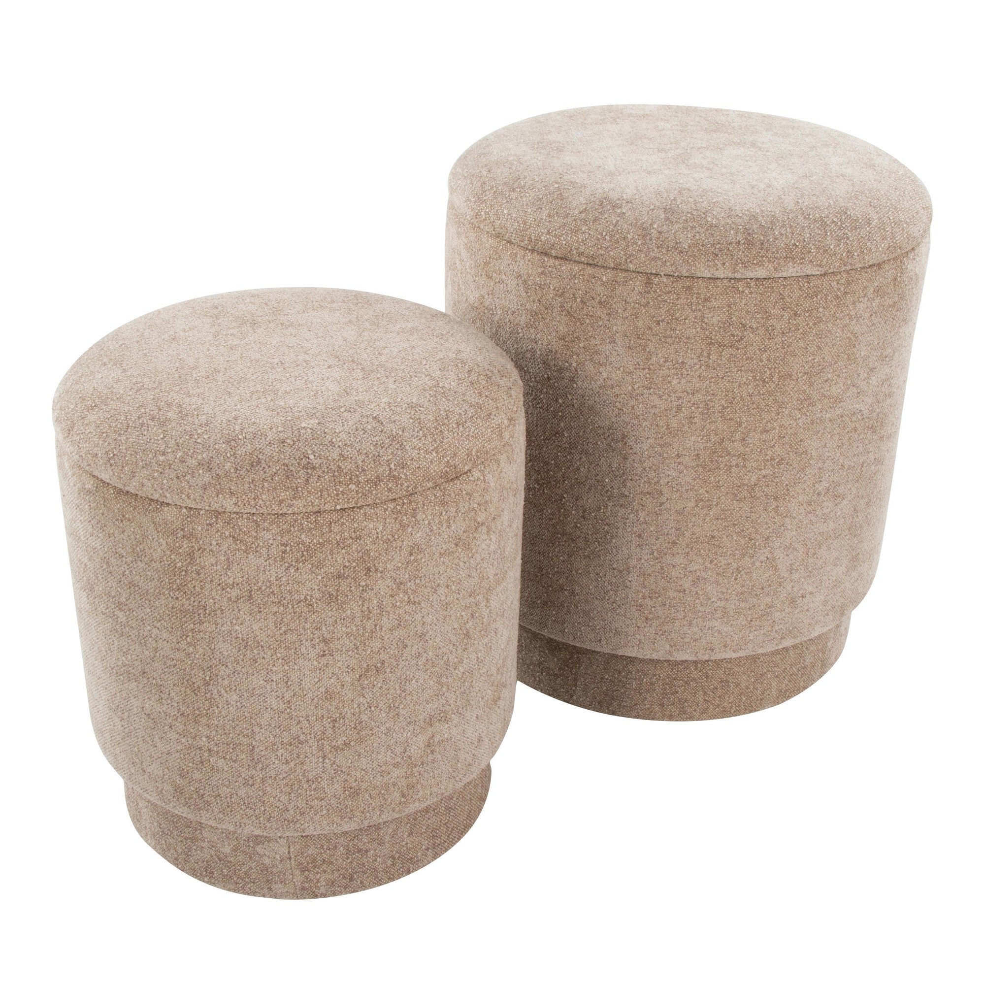 Marla Upholstered Ottoman 2-Piece Set - Brown Fabric