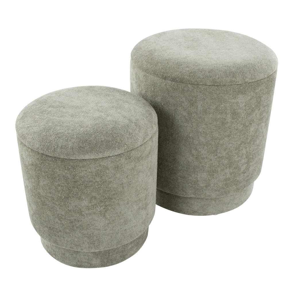 Marla Upholstered Ottoman 2-Piece Set - Green Fabric