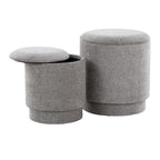 Marla Upholstered Ottoman 2-Piece Set - Grey Fabric