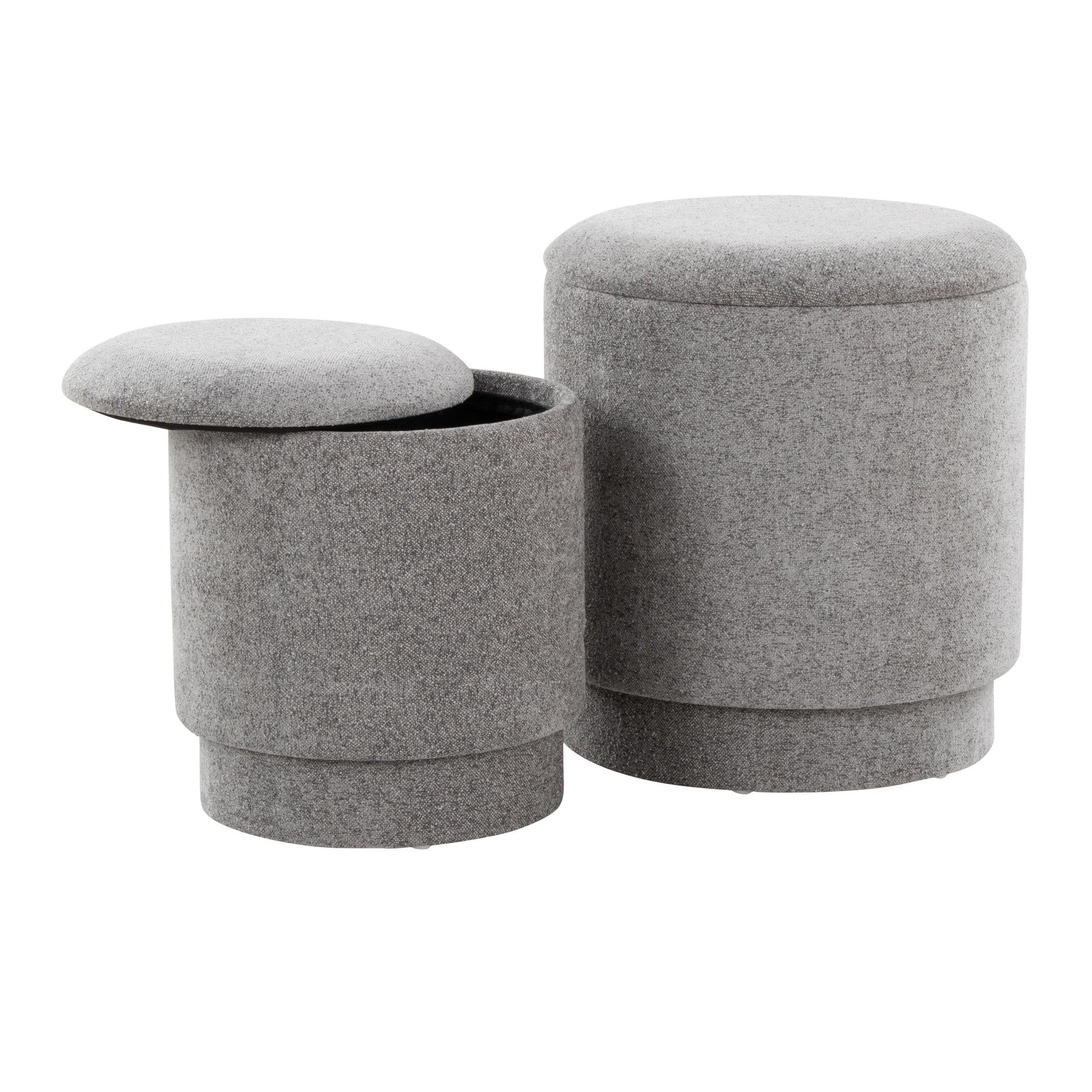 Marla Upholstered Ottoman 2-Piece Set - Grey Fabric