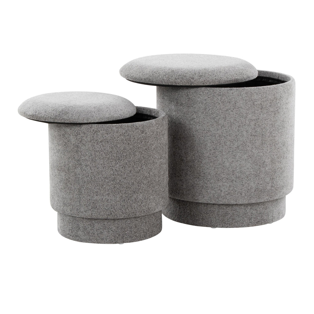 Marla Upholstered Ottoman 2-Piece Set - Grey Fabric