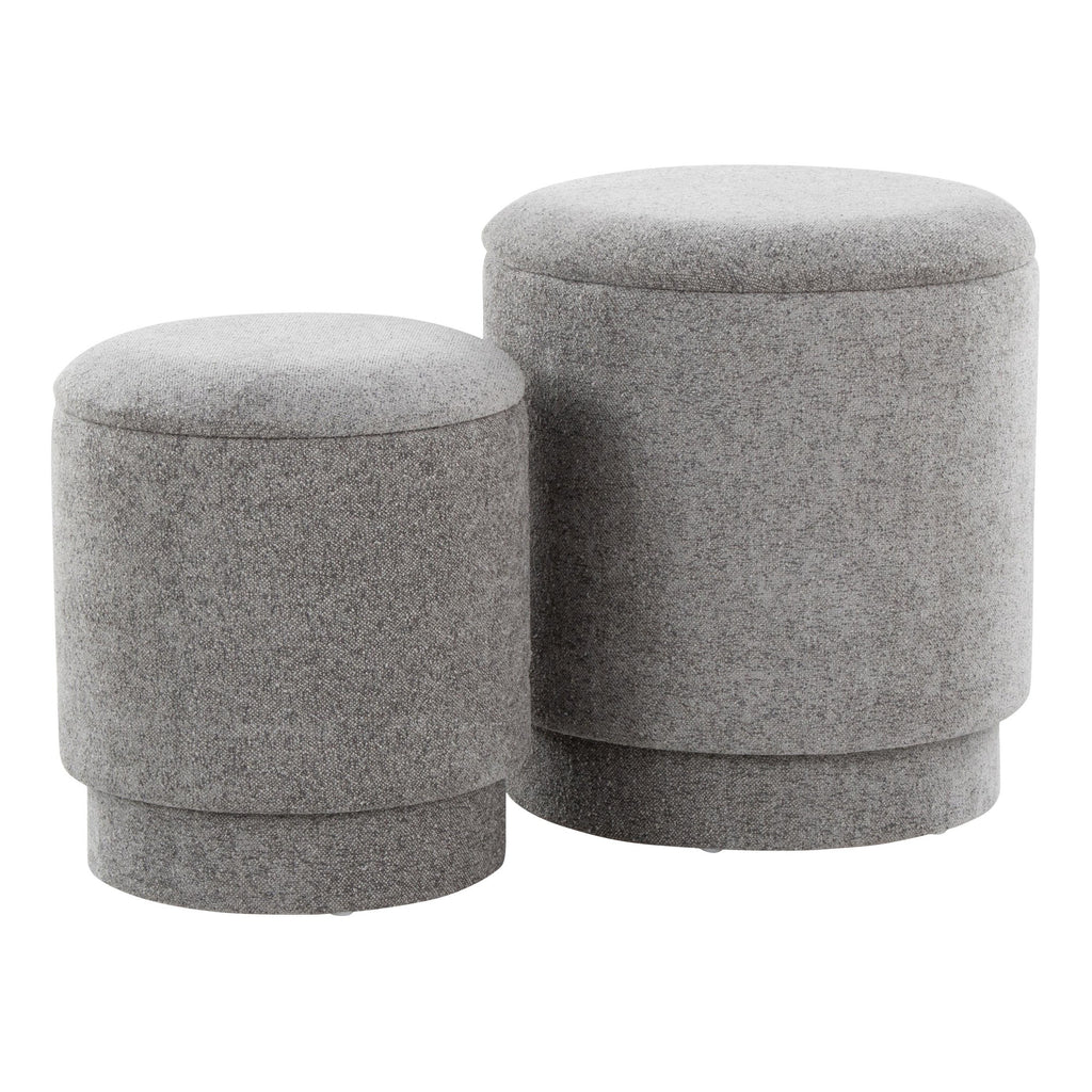 Marla Upholstered Ottoman 2-Piece Set - Grey Fabric