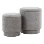 Marla Upholstered Ottoman 2-Piece Set - Grey Fabric