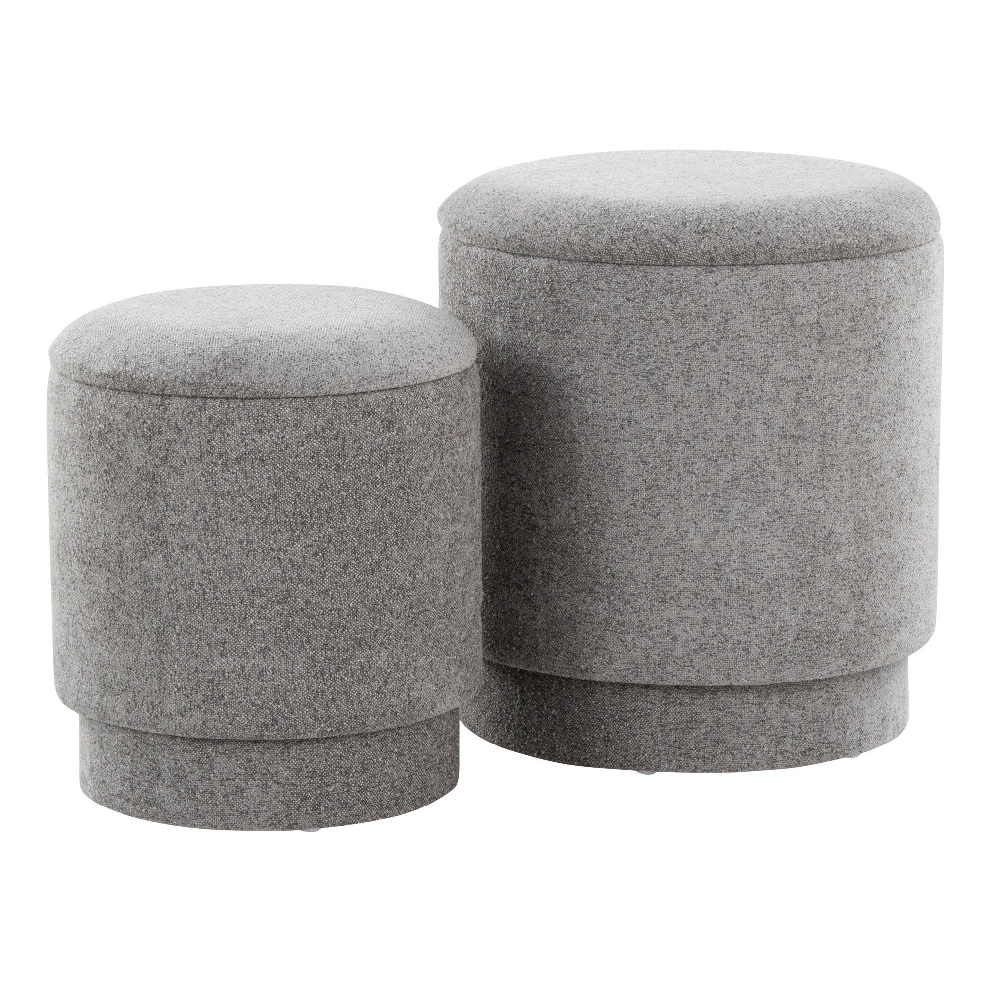 Marla Upholstered Ottoman 2-Piece Set - Grey Fabric