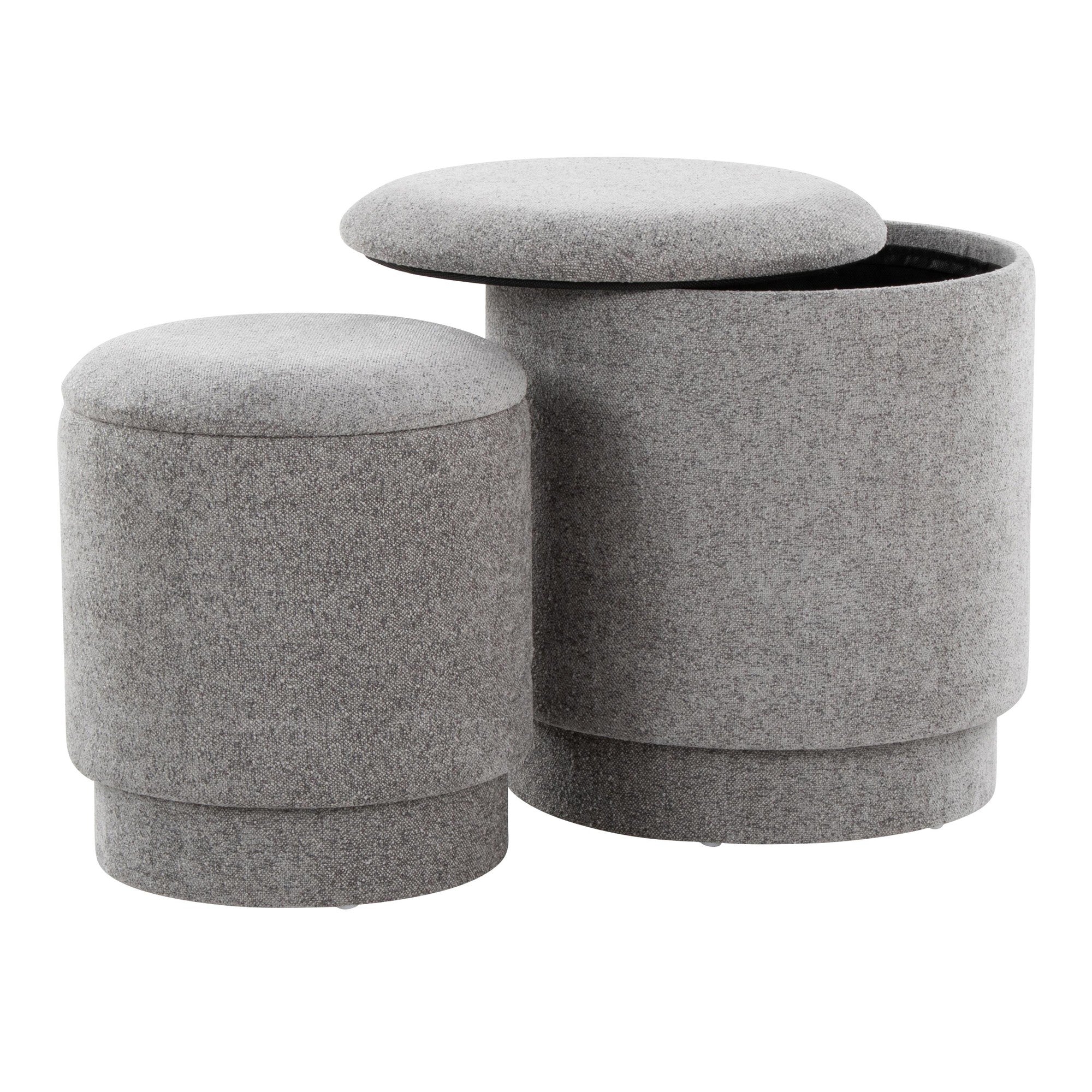 Marla Upholstered Ottoman 2-Piece Set - Grey Fabric