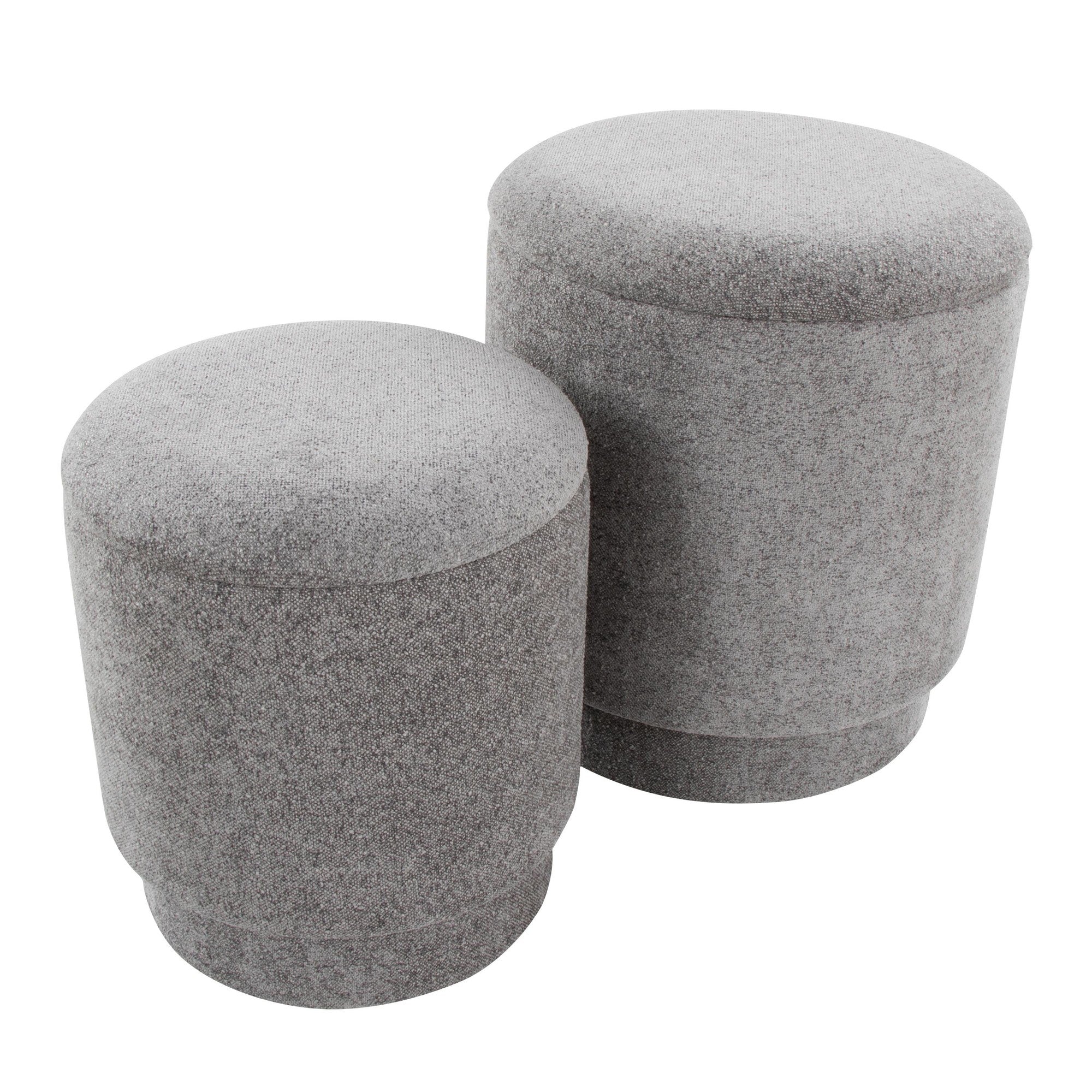 Marla Upholstered Ottoman 2-Piece Set - Grey Fabric