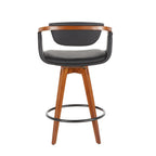 Oracle 26" Fixed-Height Counter Stool - Walnut Bamboo, Black Metal, Black PU