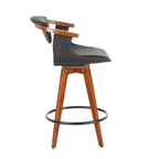 Oracle 26" Fixed-Height Counter Stool - Walnut Bamboo, Black Metal, Black PU