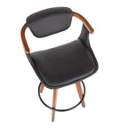 Oracle 26" Fixed-Height Counter Stool - Walnut Bamboo, Black Metal, Black PU
