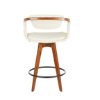 Oracle 26" Fixed-Height Counter Stool - Walnut Bamboo, Black Metal, Cream PU