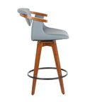 Oracle 26" Fixed-Height Counter Stool - Walnut Bamboo, Black Metal, Grey PU