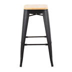 Oregon 30" Fixed-Height Barstool - Set of 2 - Black Steel, Natural Wood