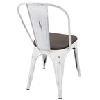 Oregon Dining Chair - Set of 2 - Vintage White Metal, Espresso Bamboo