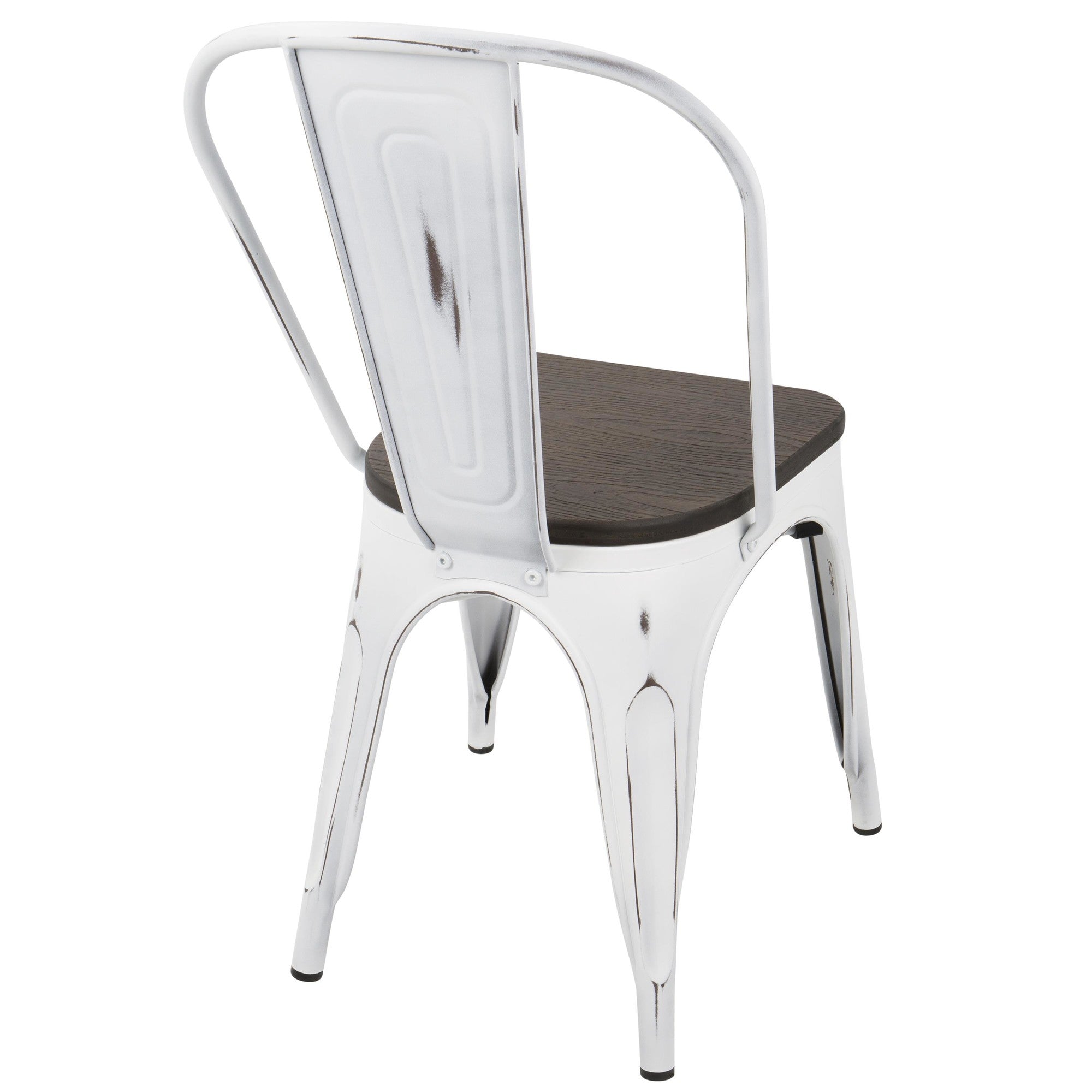 Oregon Dining Chair - Set of 2 - Vintage White Metal, Espresso Bamboo