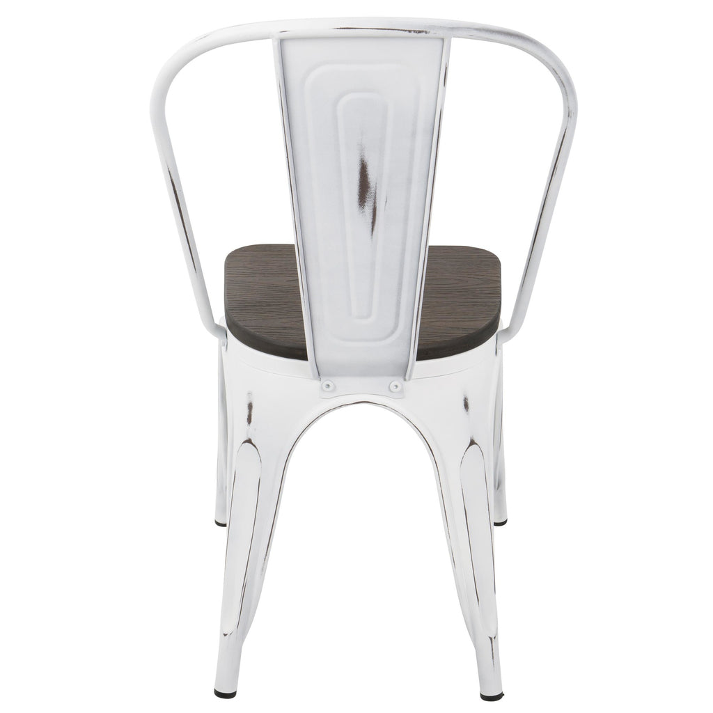 Oregon Dining Chair - Set of 2 - Vintage White Metal, Espresso Bamboo
