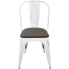 Oregon Dining Chair - Set of 2 - Vintage White Metal, Espresso Bamboo